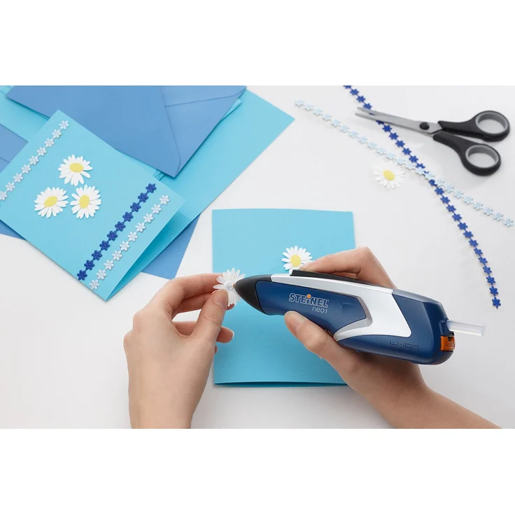 Steinel Neo1 blau Klebepistole, Akku-Heißklebestift, 3,6 V inkl. 3 Klebesticks 7 mm Durchmesser Tropfschutz, Auto-Abschaltung, automatischer Klebstoff-Rückzug – Bild 8