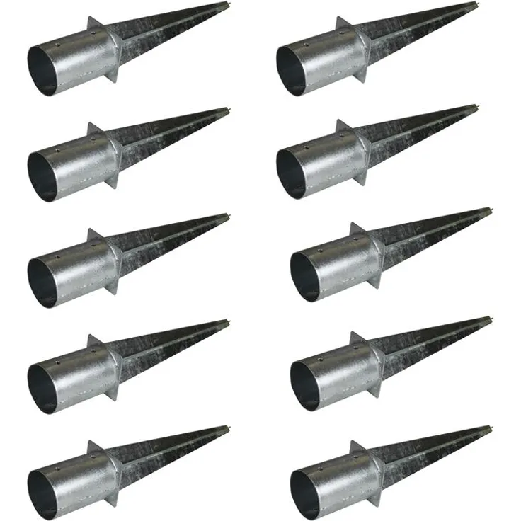Einschlaghülse Bodenhülse rund 10x Ø 100mm verzinkt Pfostenträger Bodenanker Set