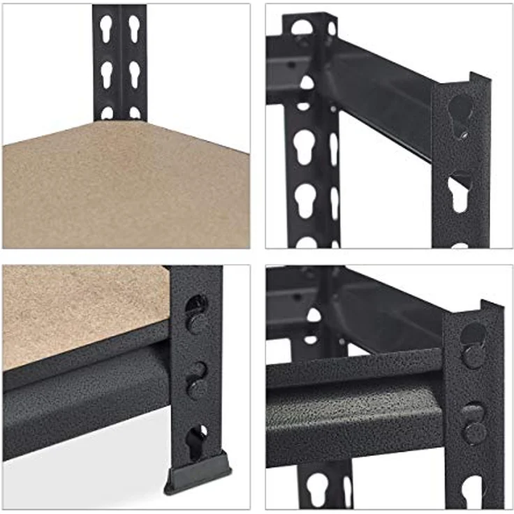 Schwerlastregal zum Stecken, HBT: 183x91x46 cm, Traglast: 1800 kg, 5 Ebenen, Keller & Garage, Stahl, schwarz – Bild 9