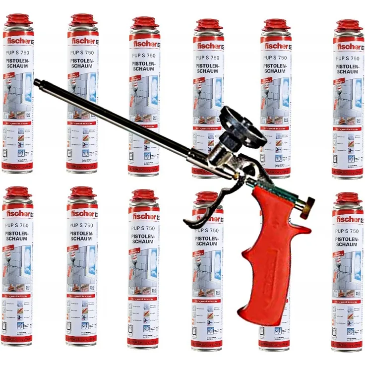 12x Fischer 1K Pistolenschaum PUP S 750ml B2 + Fischer Schaumpistole PUP M3