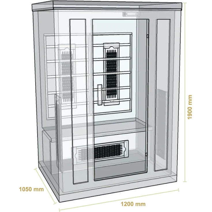 Artsauna - Infrarotkabine Nyborg S120K – Infrarotsauna 2 Personen – LED-Farblicht, digitaler Steuerung, 5 Keramikstrahler, 1 Flächenstrahler – – Bild 8