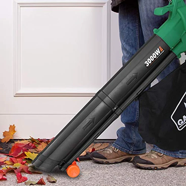 Gardebruk Elektro Laubsauger 3in1 3000W Schultergurt und Rollen Fangsack 45L Laubbläser Gartensauger Gartenbläser Häckselfunktion 3000 Watt – Bild 2
