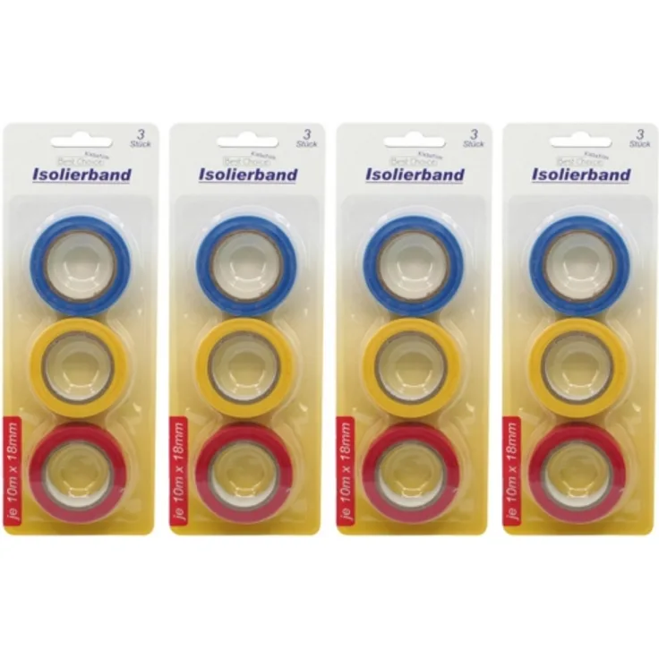 4 x best choice Klebeband Isolierband 3fach sortiert 18mmx10m blau gelb rot Zumbl