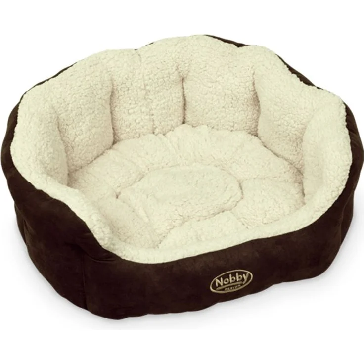 Nobby Komfort Bett TAIKA braun-wollweiß 65 x 57 x 22 cm