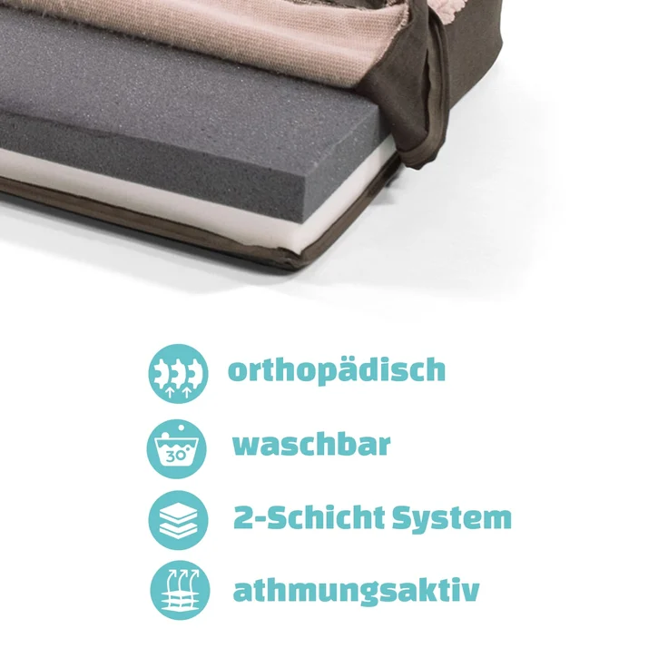 Balu Hundebett Hundekissen | waschbar | orthopädisch | rutschfest | atmungsaktiver Memory-Schaum | Größe XXL (120 x 10 x 100 cm) Beige – Bild 3