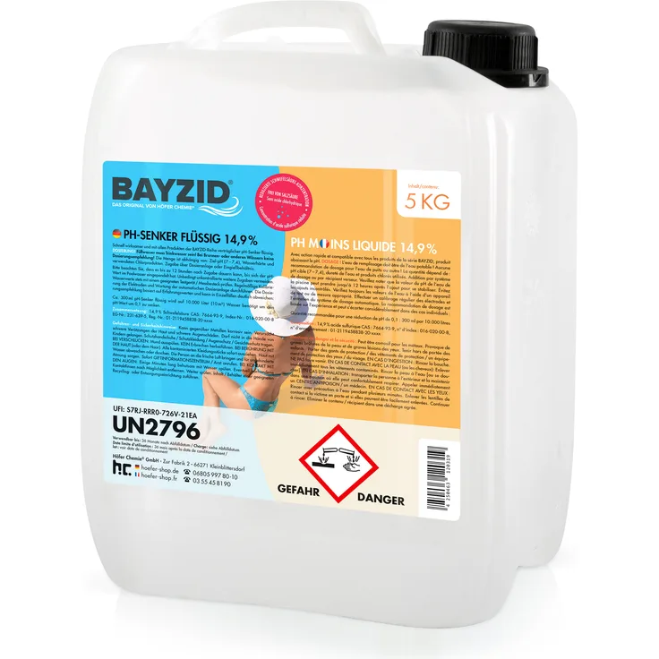 Höfer Chemie GmbH 2 x 5 kg BAYZID pH Minus flüssig 14,9%