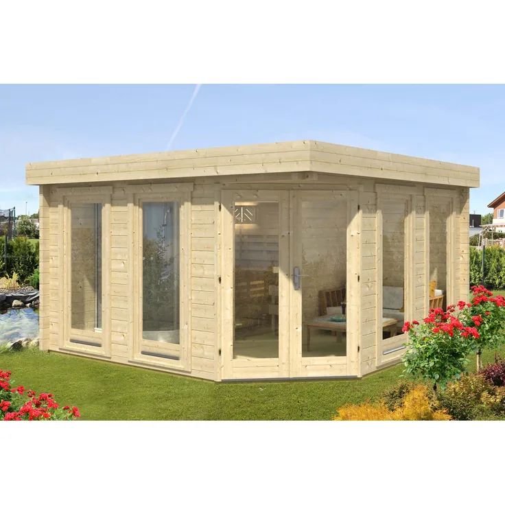 FinnTherm 5-Eck Saunahaus Magnus-70 Gartensauna 3 Sitzbänke aus Holz Sauna Wandstärke 70 mm Außensauna - Preisvergleich