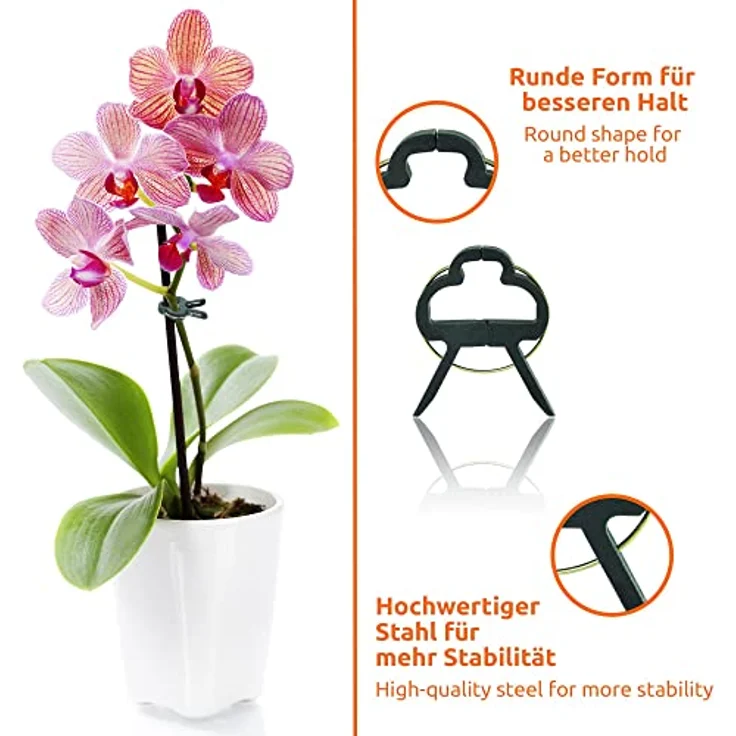 ECENCE EN 60x Pflanzenclips Pflanzenklammern für Tomaten, groß Reben, Rosen, Rankhilfe für Kletterpf – Bild 4