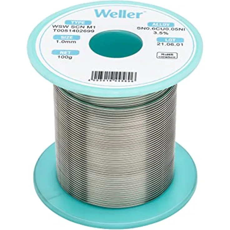 Weller Lötdraht, 1.0mm, Sn99.3-Cu0.6-Ni0.05, 100g (T0051402699)