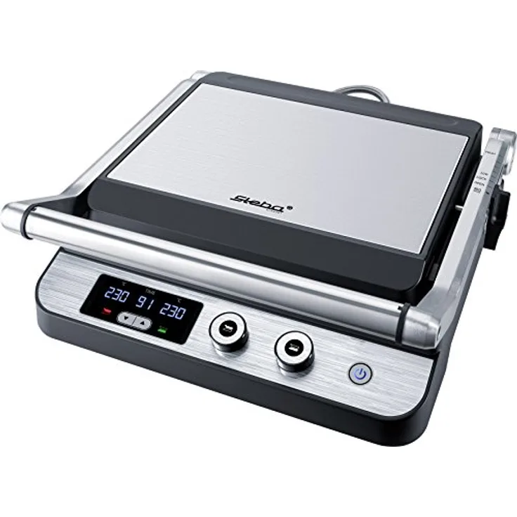 Steba FG 120 Optimaler Grill Tisch Elektro 1800 W Schwarz, Edelstahl Grill (1800 W, Grill, Elektro, 27 x 24 mm, Tisch, schwarz, Edelstahl)