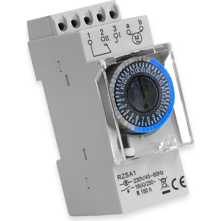 Zeitschaltuhr RELTECH RZSA1, 230 V, DIN-Schiene, Analog