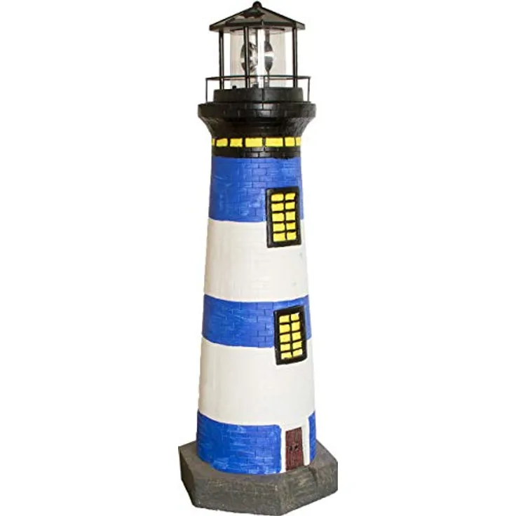 Beach & Pool Solar-Leuchtturm, blau/weiß, 82 cm