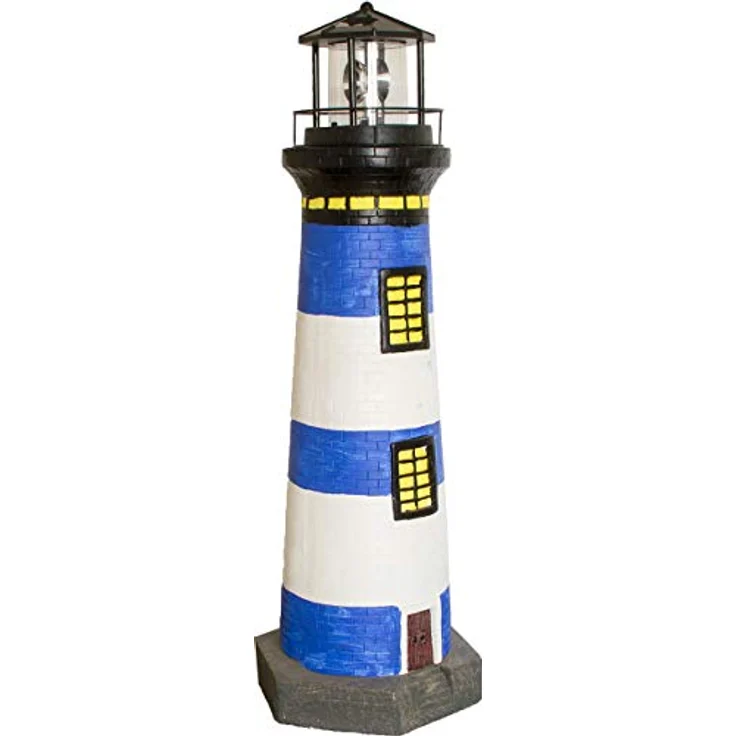 Beach & Pool Solar-Leuchtturm, blau/weiß, 82 cm