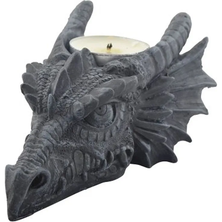 Vogler 766-2036 Teelichthalter Drachenkopf Drache 12 cm Figur Teelicht