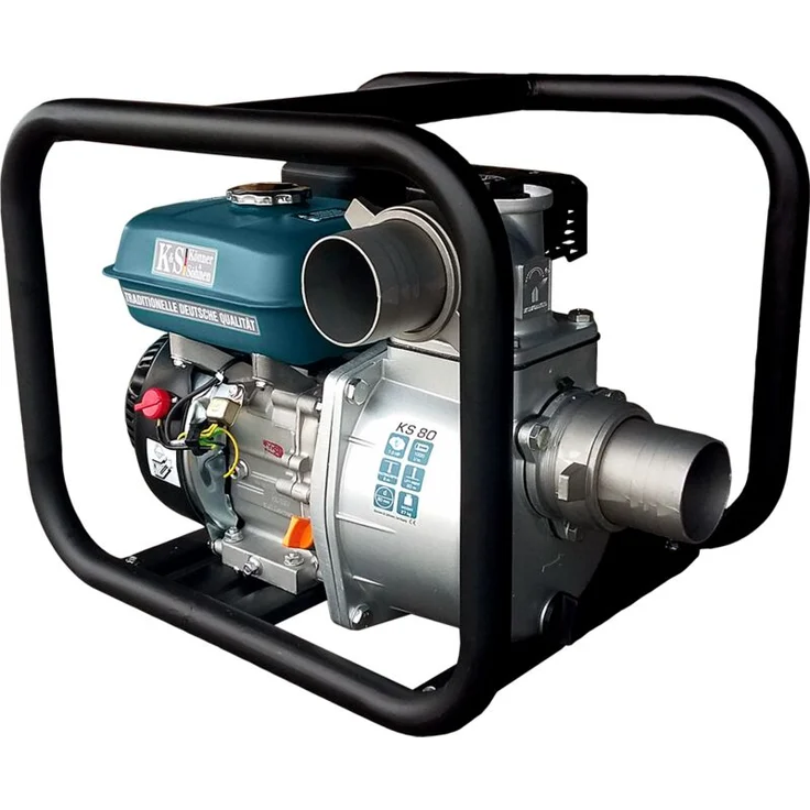 KÖNNER & SÖHNEN - KS 80 Benzin Wasserpumpe, 7.0 PS, 1000 l-min, 30m Förderhöhe, 8m Ansaugtiefe, 80mm, Aluminium Gehäuse, Effizienter