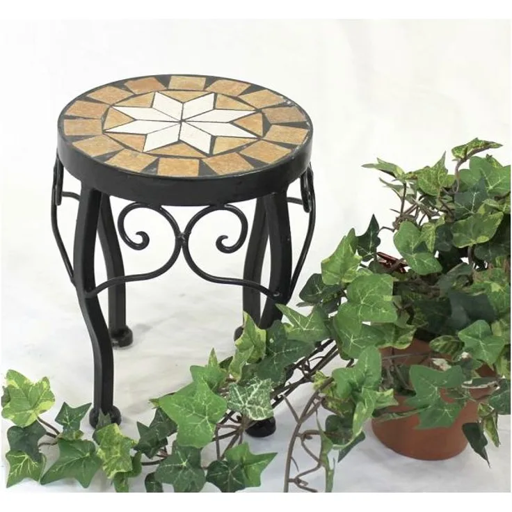 DanDiBo Blumenhocker Mosaik Rund 20 cm Blumenständer 12014 Beistelltisch Pflanzenständer Mosaiktisch Klein