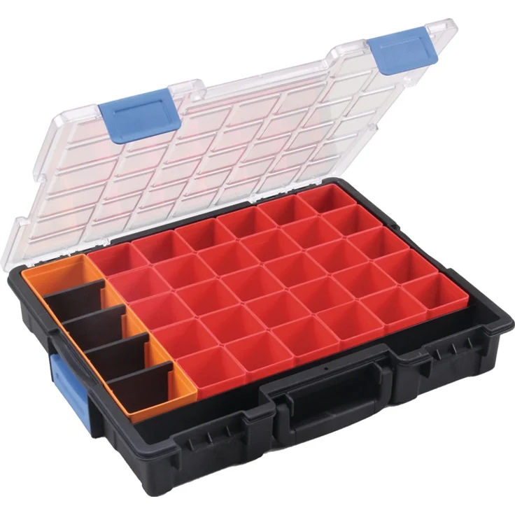 Sortimentskasten B440xT355xH76mm 36 Fächer 4 Trennstege transp.schwarz ALLIT – Bild 1