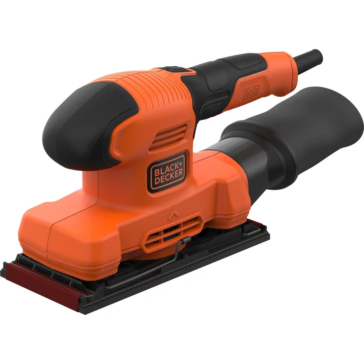 Black+Decker BEW210 Schwingschleifer (150W, Schleifplatten 90 x 187 mm, mit integrierter Staubabsaugung, zum Schleifen-Polieren von großen Flächen, inkl. 1 Schleifpapier K100)