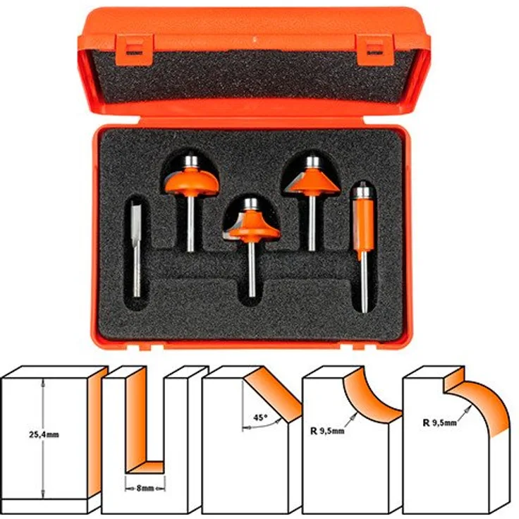 CMT Orange Tools 900.005.03 ESTUCHE 5 geraden Erdbeeren und perf. S 8 HW DX