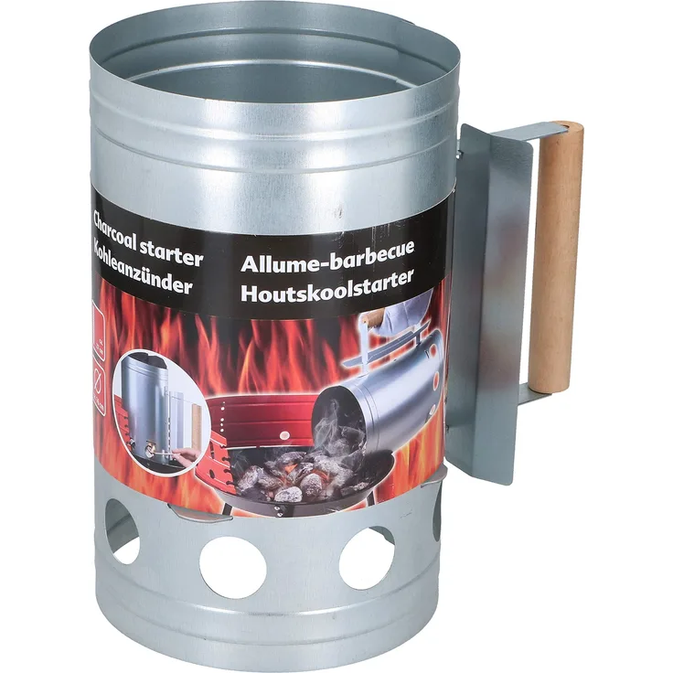 BBQ Collection 871125234770 Anzündkamin, Kompakt, Kohlestarter, Grillkohleanzünder 16 x 27 x 25,5 cm, Bambus