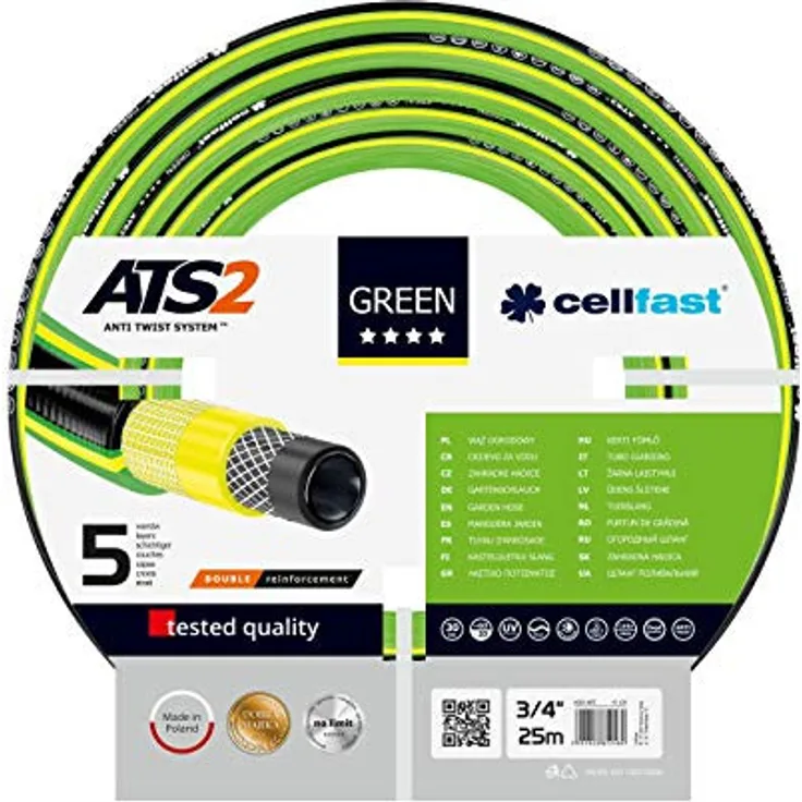 Cellfast gartenschlauch ATS2 3-4 Zoll 25 Meter Polyester grün