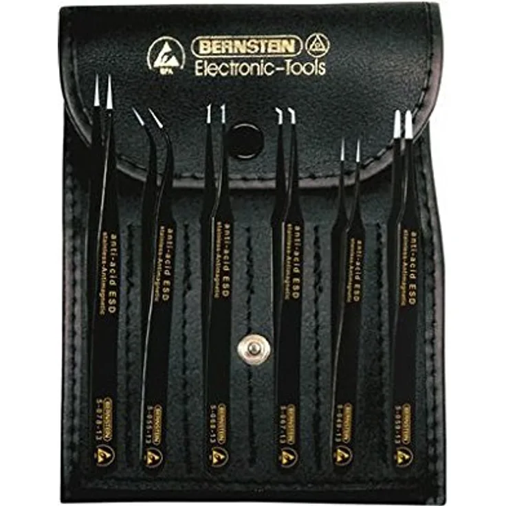 Bernstein Werkzeug GmbH 5-060 6-teiliger Satz ESD-Pinzetten für die SMD-Technik