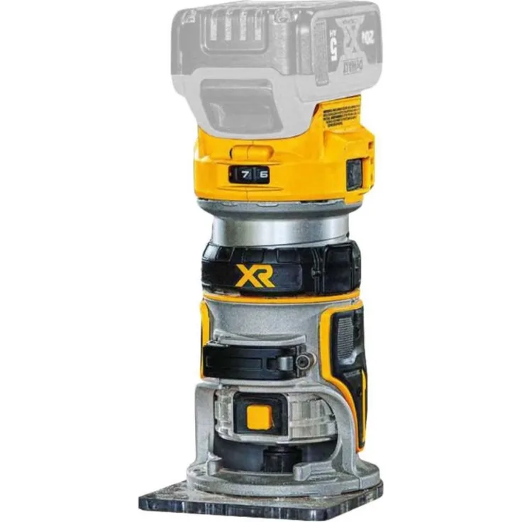 DeWalt Akku-Oberfräse DCW604NT-XJ 18 V, 2 Stück Fräsmodul, Parallelanschlag, Absaugadapter, Grundplatte, TSTAK-Box VI ohne Akku und Ladegerät