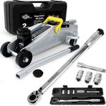 Deuba Reifenwechselset Hydraulischer Wagenheber 2t inkl. Gummiauflage + Drehmomentschlüssel 6tlg. 1/2 28-210Nm + Koffer Vorteilsset