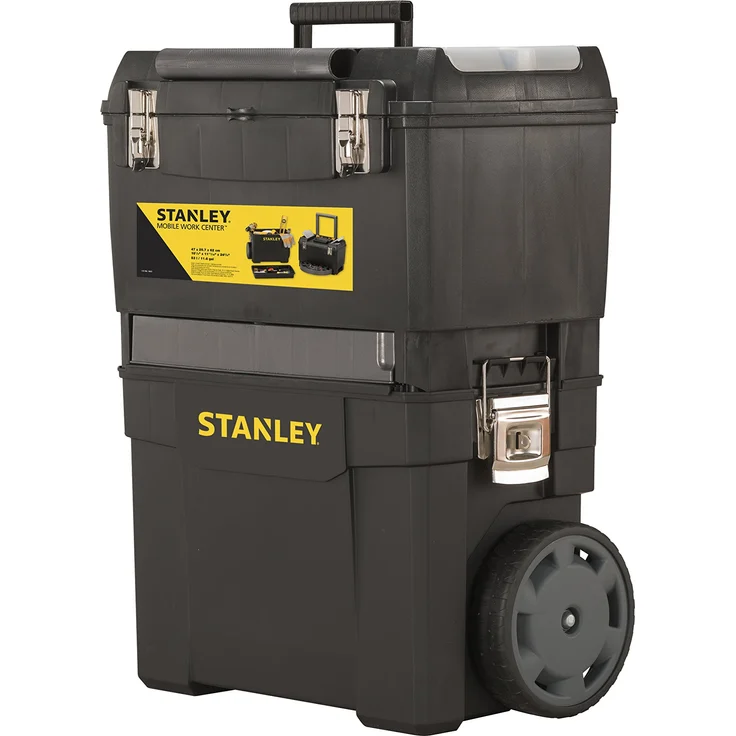 Stanley Rollende Werkstatt (47,3 x 30,2 x 62,7 cm, zwei separat verwendbare Werkzeugboxen, robuster Kunststoff, zwei Einheiten, Metallschließen, Organizer) 1-93-968 – Bild 1