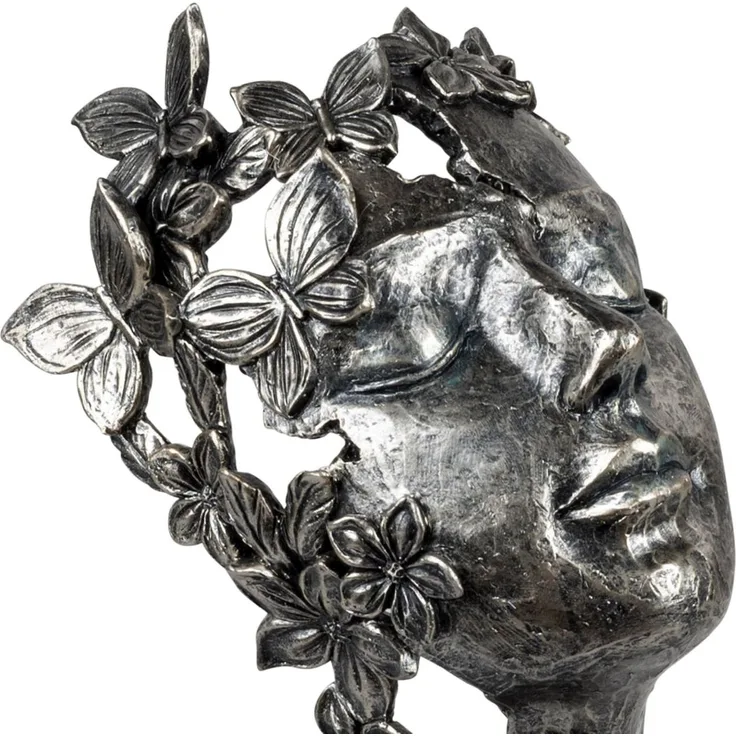 Formano Büste Frauengesicht auf Sockel verziert mit Blumen Figur Poly 32 cm