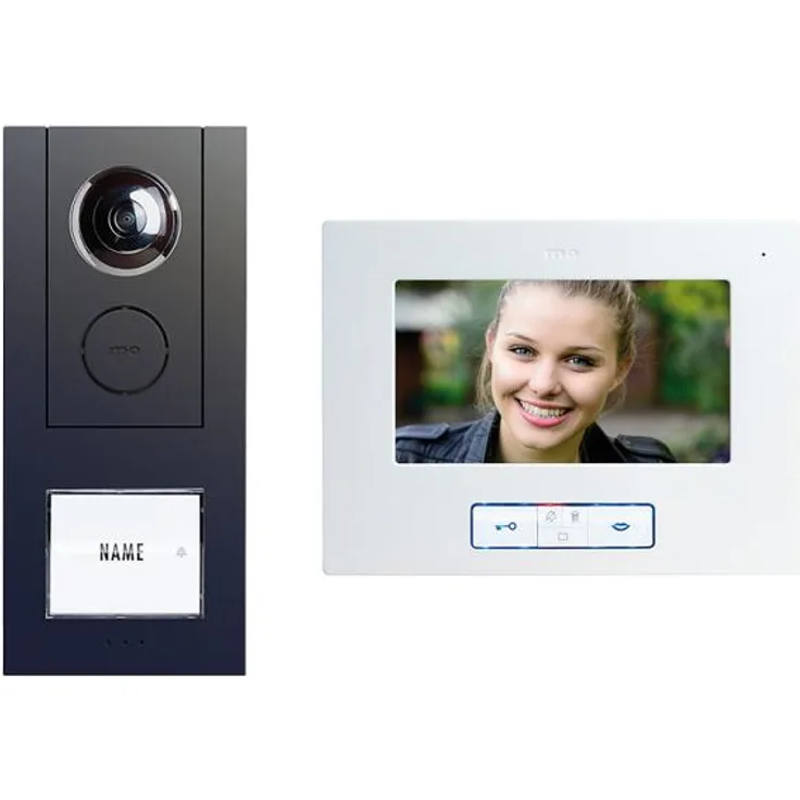 M-E Vistus VD ALU 6710 A Video-Türsprechanlagen-Set, 7 Zoll, für 1-Familienhaus, alu-anthrazit 41175