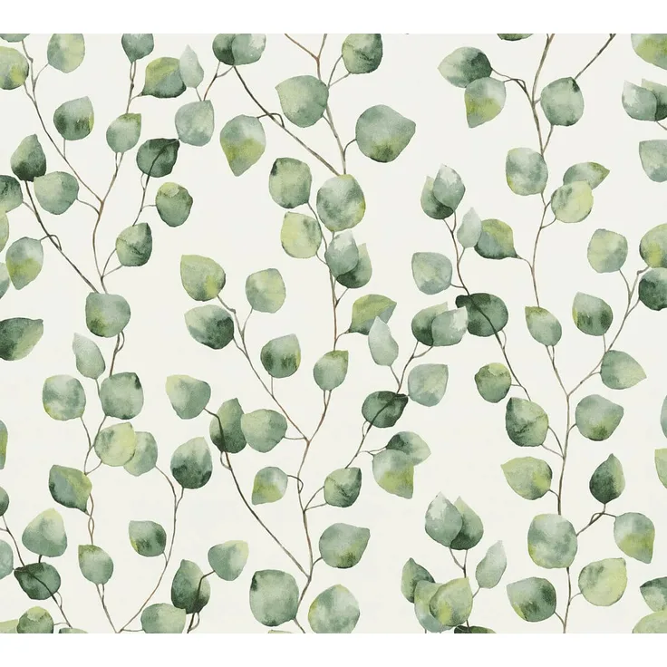 A.S. Création Vliestapete Greenery Tapete mit Blättern 10,05 m x 0,53 m grün weiß Made in Germany 370441 37044-1