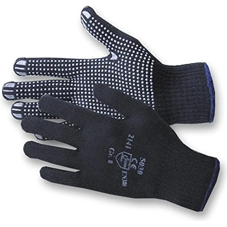 Jah 5030 Baumwolle-Polyester Strickhandschuh 12 Paar Noppen mittelschwer,blau, Gr. 10