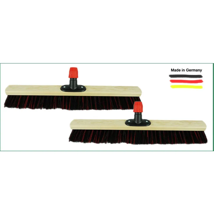 2x Arenga Elaston Besen 50 cm Besenkopf I Besen ohne Stiel I Arenga-Elaston schwarz-rot I Strassenbesen Industriebesen Kehrbesen Gartenbesen