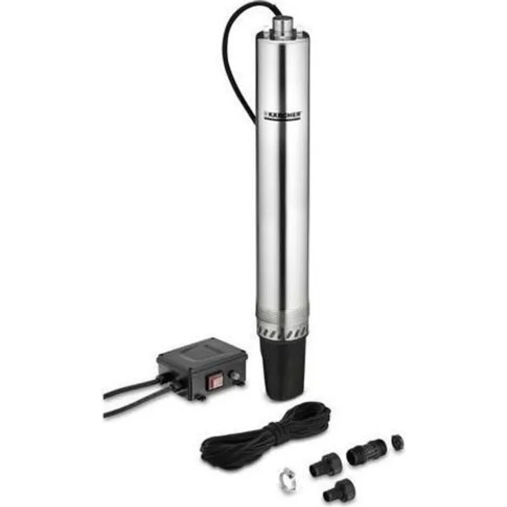 Kärcher BP 6 Deep Well 1.645-422.0 Tauchdruckpumpe 1.000 Watt 5.000 l/h Entwässerung max. Förderhöhe 55 m max. Förderdruck 5,5 bar max. Tauchtiefe 27 m max. Wassertemperatur 35 °C Kabellänge 30 m 13,7 kg