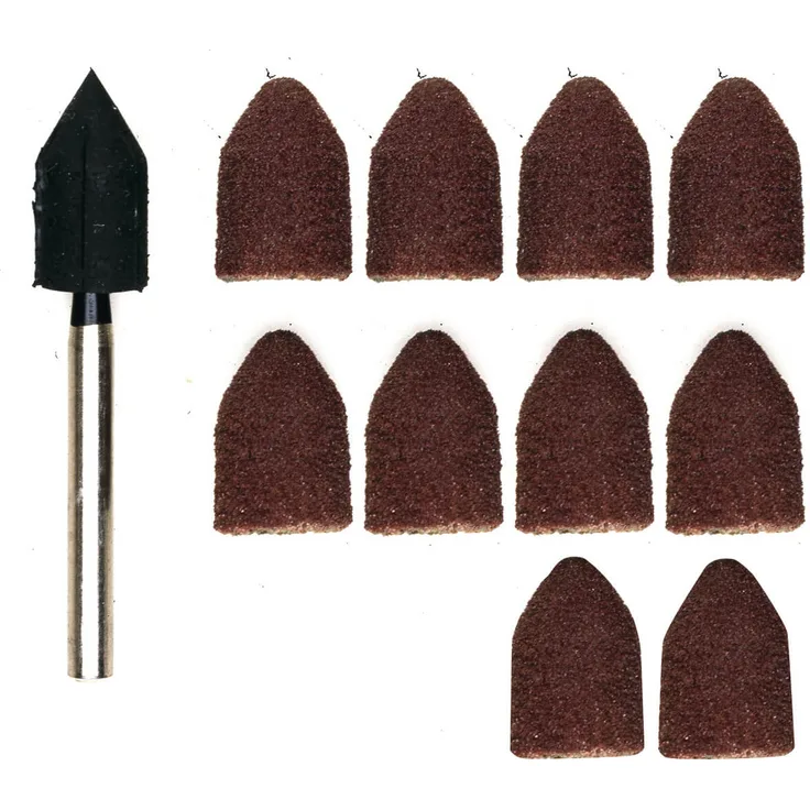 Proxxon 28987 Schleifkappenträger 8mm mit 10 Kappen, rostrot