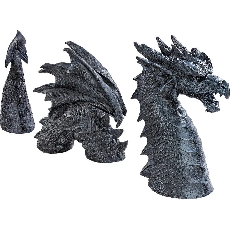Design Toscano Der Drachen des Falkenbergschlosses Moat Gartenstatue, Polyresin, Steingrau, 71 cm Total