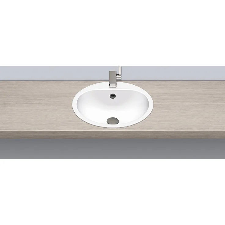 Alape EW 3 Einbaubecken, kreisförmig, Ø 475 mm, glasiert, Weiß, mit Hahnloch und Überlauf / Waschtisch / Waschbecken
