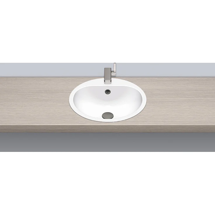Alape EW 3 Einbaubecken, kreisförmig, Ø 475 mm, glasiert, Weiß, mit Hahnloch und Überlauf / Waschtisch / Waschbecken – Bild 1