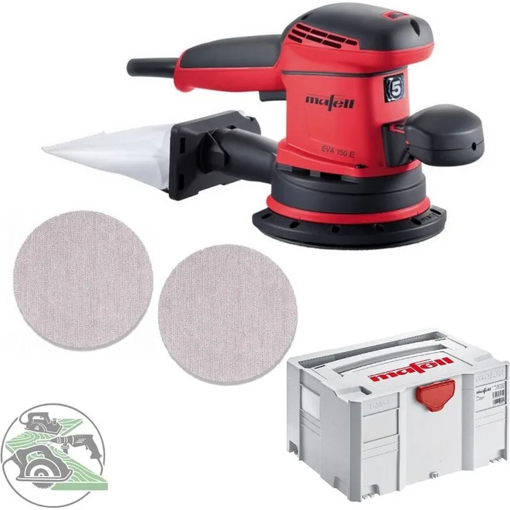 Mafell Exzenterschleifer EVA150E-5 T-Max und Schleifgitter P 80 und Schleifgitter P 120