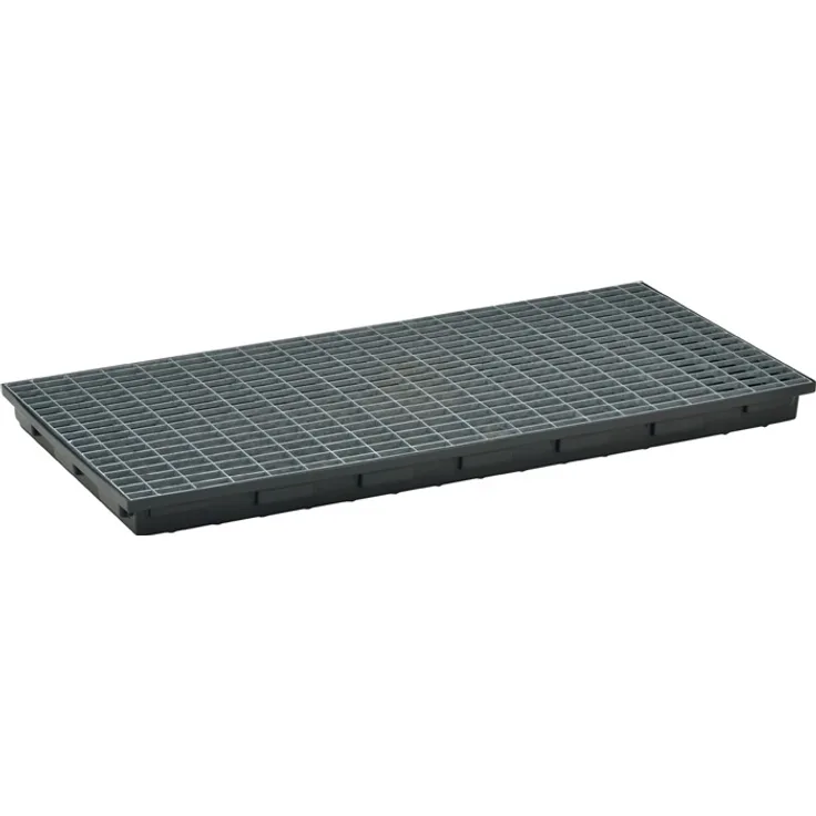 Regalwanne L1300xB620xH80mmPE schwarz m.Gitterrost 40l MO