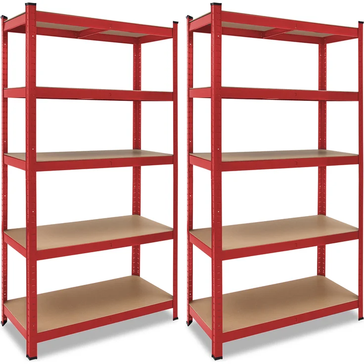2x Monzana Schwerlastregal 180x90x40cm 875kg rot 5 MDF-Platten Lagerregal Kellerregal Steckregal Werkstattregal - Preisvergleich – Bild 1