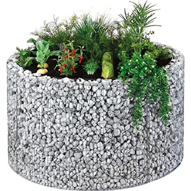 Bellissa Gabionen-Hochbeet rund Ø 146 cm x H 80 cm silber