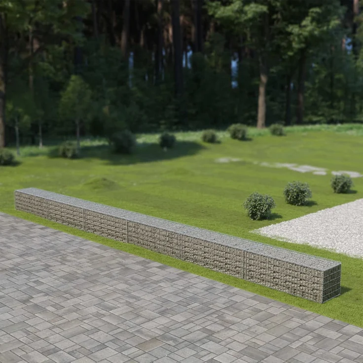 vidaXL Gabionenwand mit Abdeckung Verzinkter Stahl 900×50×50 cm – Bild 1