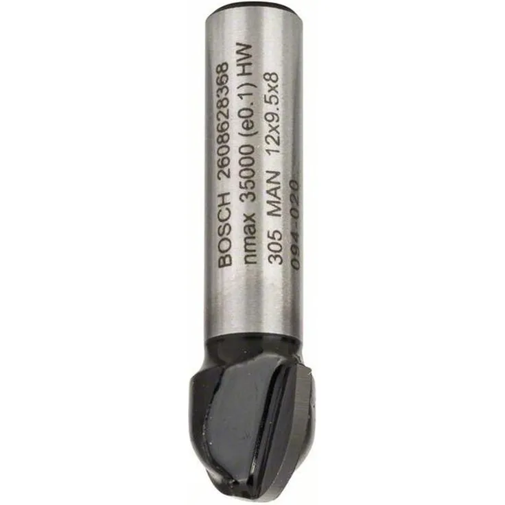 Bosch Professional Zubehör 2 608 628 368 Hohlkehlfräser 8 mm, R1 6 mm, D 12 mm, L 9,5 mm, G 40 mm