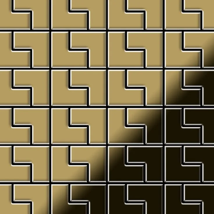 Mosaik Fliese massiv Metall Titan hochglänzend in gold 1,6mm stark ALLOY Kink-Ti-GM Designed by Karim Rashid 0,93 m2