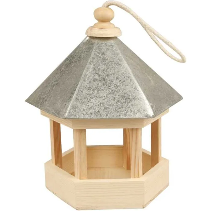 Vogelfutterhaus mit Zinkdach, 22x18x16,5 cm, Kiefernholz, 1 Stck.