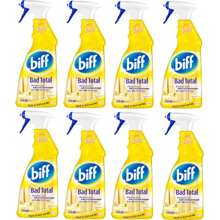 Biff Bad Total Zitrus Badreiniger 8x750ml Sprühflasche Reiniger Reinigungsmittel