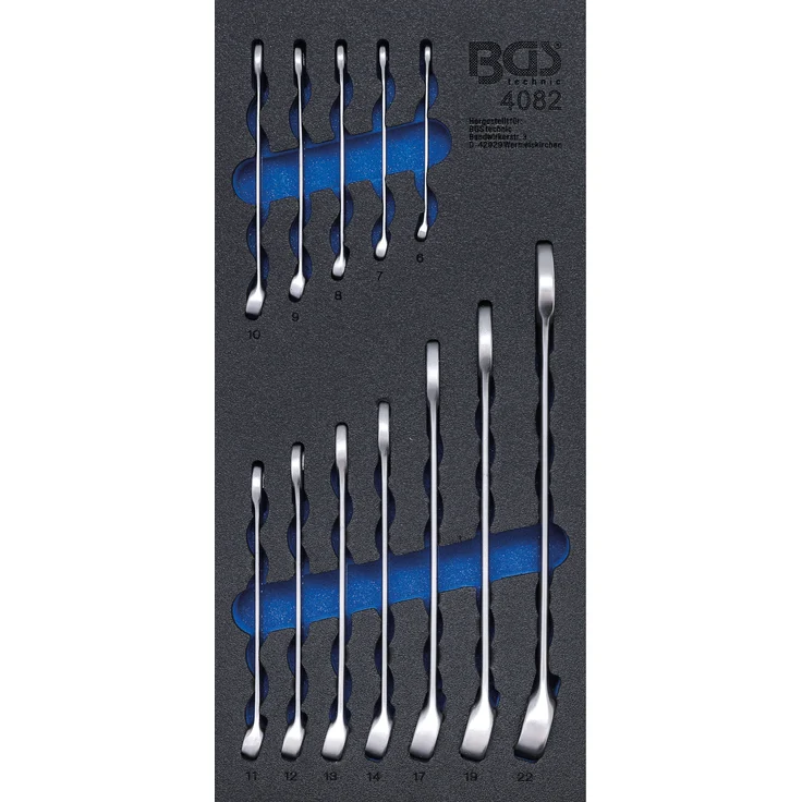 BGS 4082 | Werkstattwageneinlage 1-3: Maul-Ringschlüssel-Satz | 12-tlg. | SW 6 - 22 mm | Gabelringschlüssel