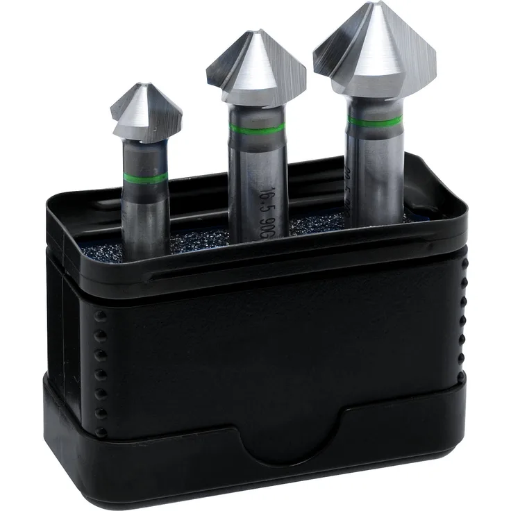 alpen HSS Kegelsenker, 90 Grad, DIN 335 C, Durchmesser 12,4, 16,5, 20,5 mm als 3-teiliger Satz im Gewerbepack, 229200003100
